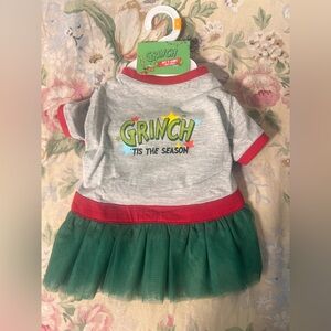 Grinch Dog Dress - Gray, Red, and Green